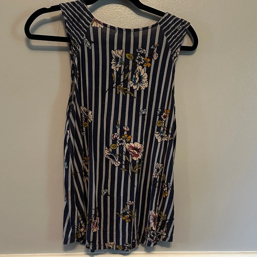 Maurices Navy Floral Striped Tank Top - Picture 4 of 5